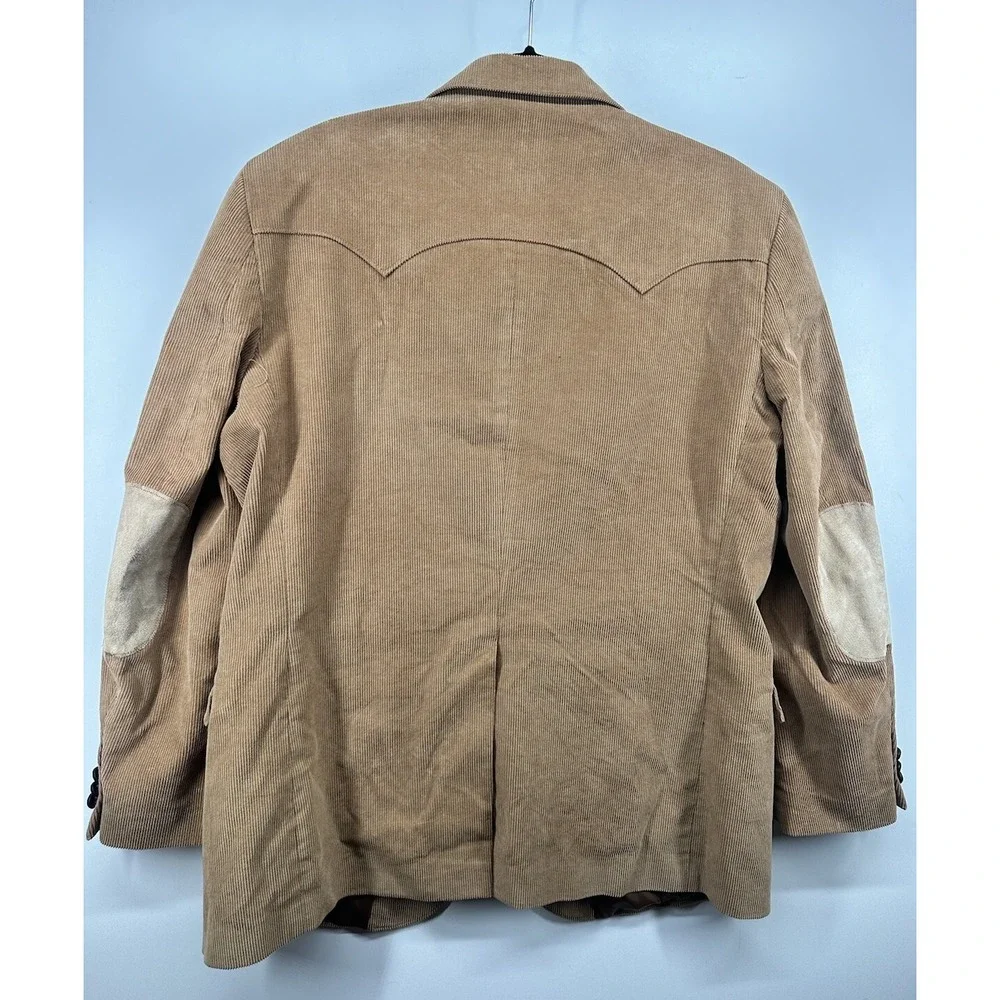 Circle S Dallas Texas Mens 44R Tan Corduroy Western Blazer Elbow Patches Yoke